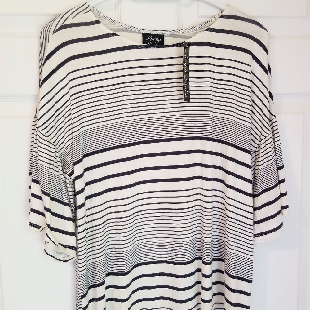 Knapp Studio Knit Top NWT Medium Off White Black